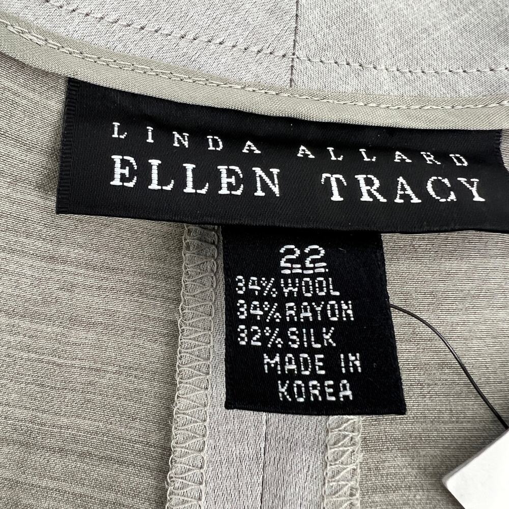 Vtg Linda Allard Ellen Tracy Pants Wool Silk Blend Trouser Womens 22 Taupe NEW - Picture 5 of 9